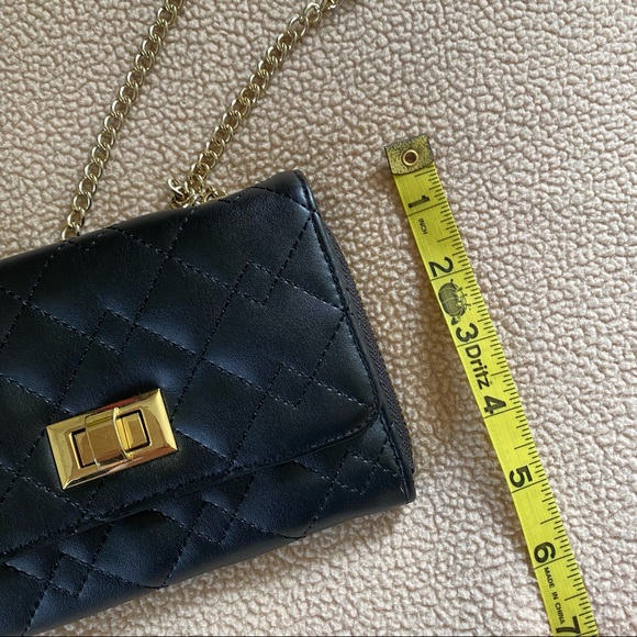 MERONA Black Quilt Textured Gold Chain Crossbody Small Clutch Purse - Picture 12 of 12